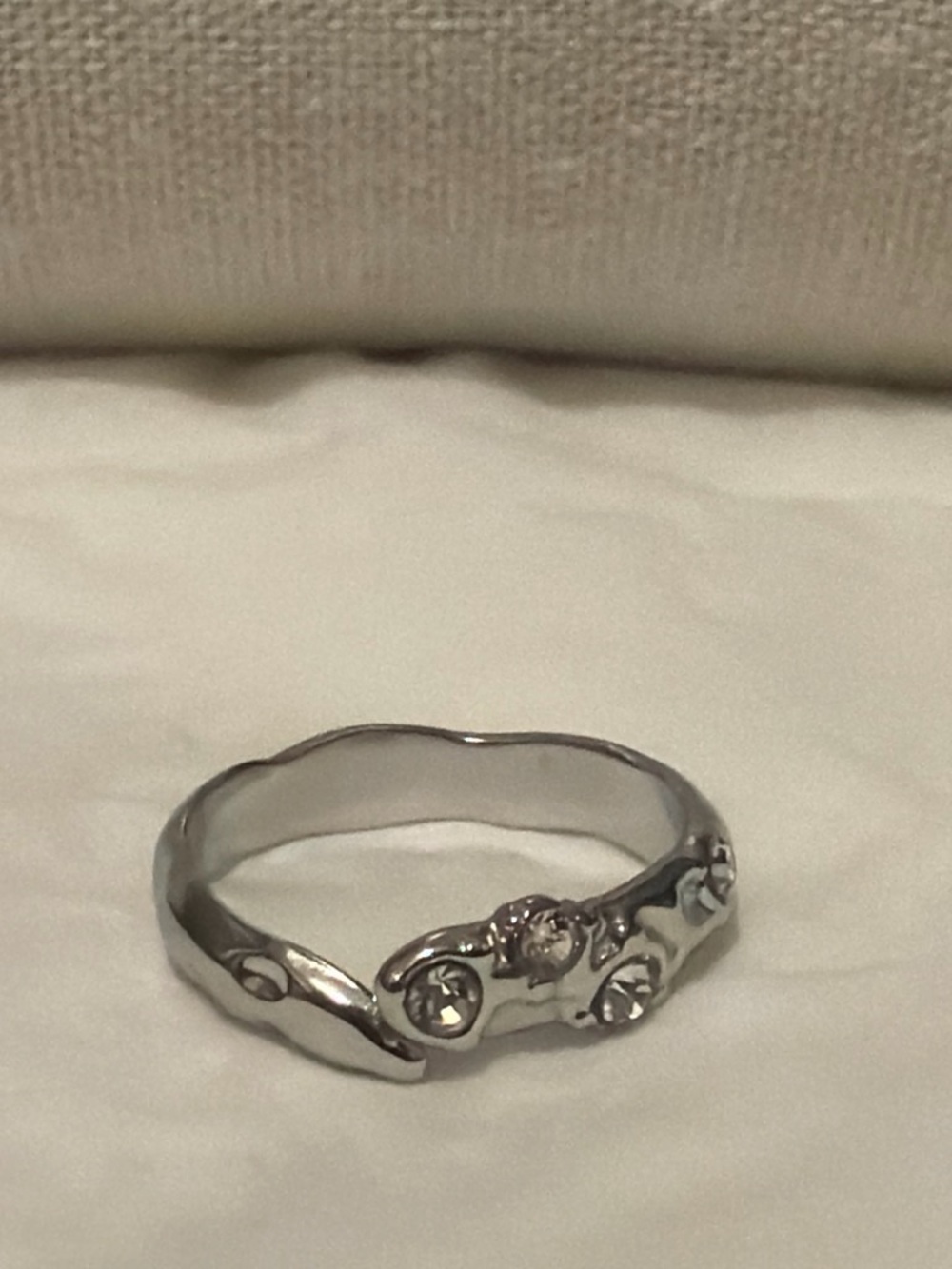Sterling Silver Car-Shaped Ring with Clear Stones - Silver